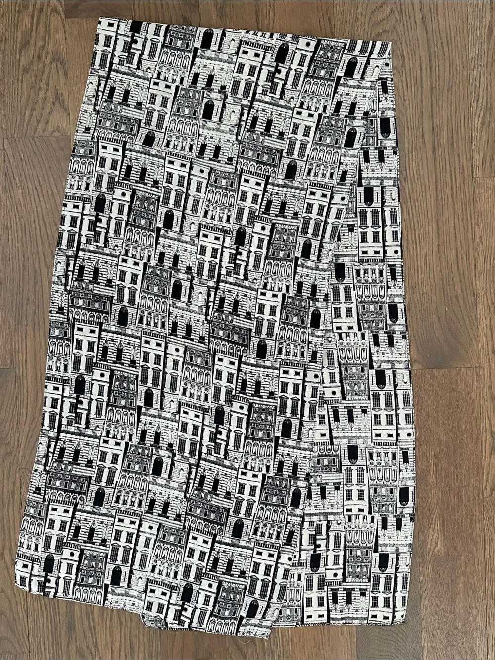 Vintage Anthropologie Silk Oblong Architectural Print Scarf Black, White 58.5